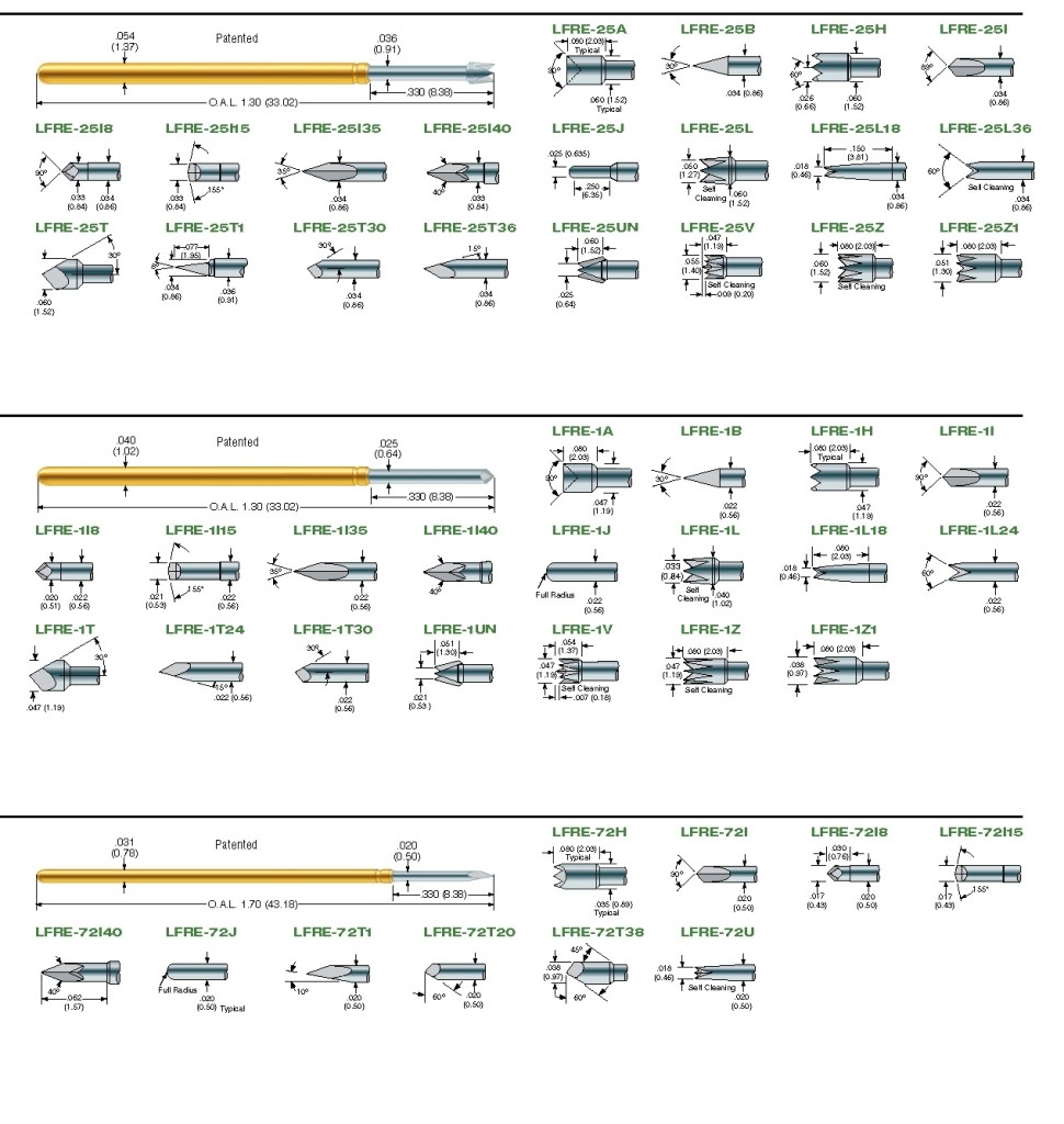 Lead Free LFRE test probes overview click the image to enlarge it.